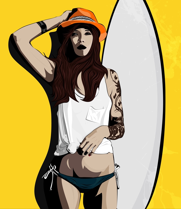 Ilustración Surfer Girl